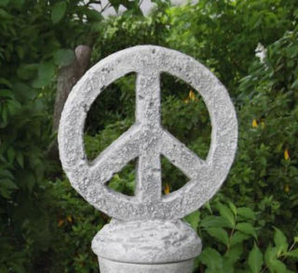 Peace Sign Symbol Sculptural Statue Garden Sculpture Cement Stone